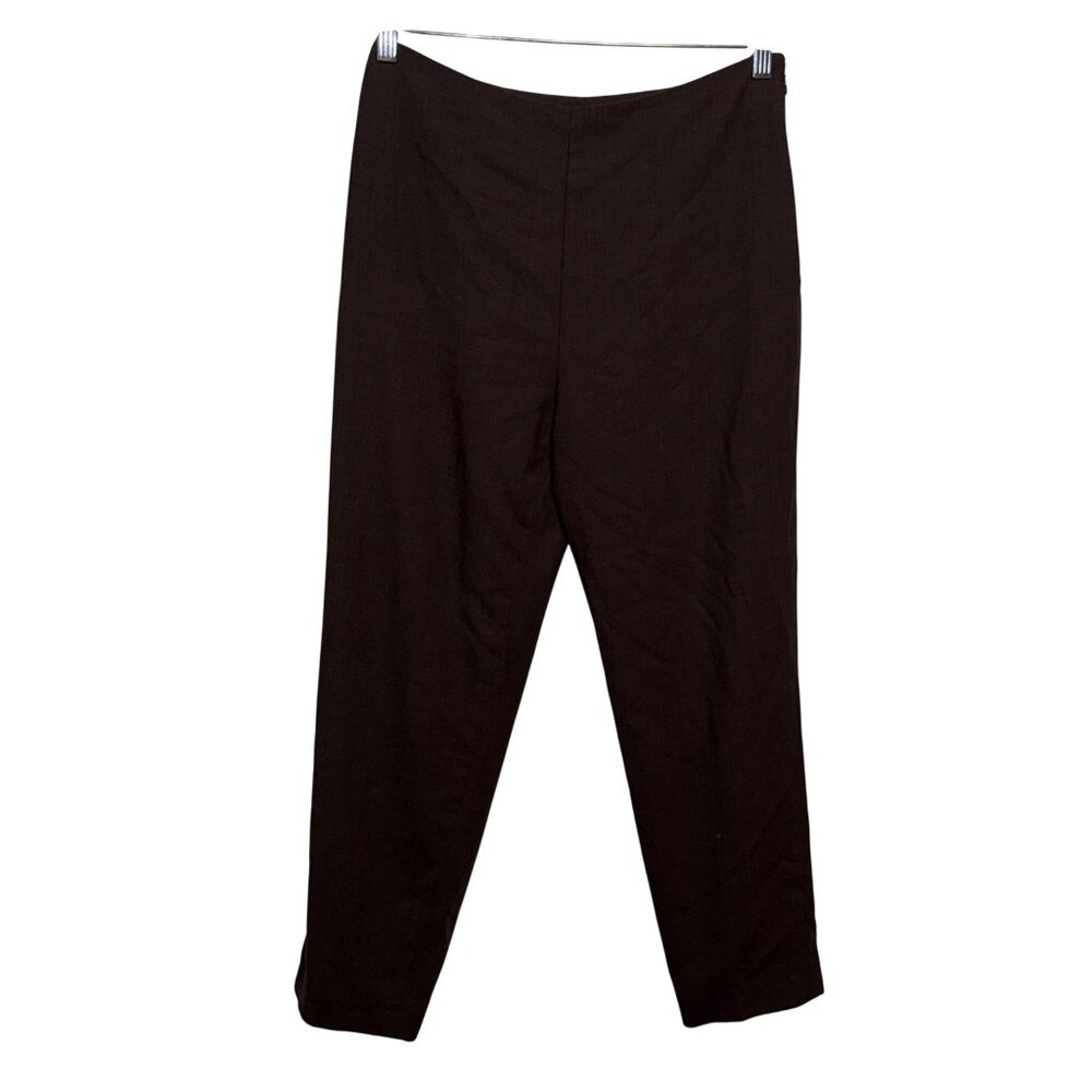 Ann Taylor Womens Brown Side-Zip Wool Ankle Pants Size 10